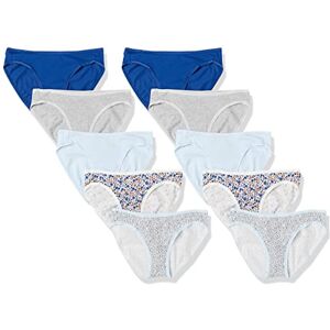 WAE90087FL18_Blue, Ditsy Floral Amazon Essentials Women's Bawełniane majtki bikini (dostępne w wersji Plus Size), Pack of 10, Bladoniebieski/Drobne kwiatki/Kwiaty/Niebieski/Szary wrzos, 44 WAE90087FL18_Blue, Ditsy Floral Amazon Essentials Women's Bawełniane majtki bikini (dostępne w wersji Plus Size), Pack of 10, Bladoniebieski/Drobne kwiatki/Kwiaty/Niebieski/Szary wrzos, 44