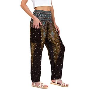 Lofbaz Spodnie haremki dla kobiet joga boho hipisowska odzież damska palazzo boho piżama spodnie plaża indyjski cygański dżin ubrania, Paw 1 Brązowy, 3XL Lofbaz Spodnie haremki dla kobiet joga boho hipisowska odzież damska palazzo boho piżama spodnie plaża indyjski cygański dżin ubrania, Paw 1 Brązowy, 3XL