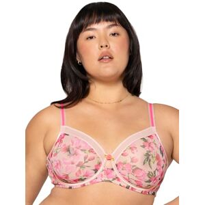 1311-60518 Curvy Couture Damski biustonosz Sheer Mesh Full Coverage Underwire Underwire Bra z pełnym pokryciem, przezroczysty, In Full Bloom Pink, 75H 1311-60518 Curvy Couture Damski biustonosz Sheer Mesh Full Coverage Underwire Underwire Bra z pełnym pokryciem, przezroczysty, In Full Bloom Pink, 75H