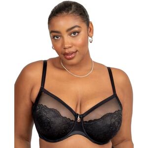 1299 Curvy Couture Luxe Lace biustonosz damski przezroczysty, Czarny odcień, 105D 1299 Curvy Couture Luxe Lace biustonosz damski przezroczysty, Czarny odcień, 105D