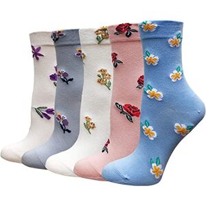 DXYAKY 5 Pairs Womens Vintage Style Floral Cotton Socks Cute Crew Patterned Novelty Ankle Ruffled Frilly Warm Casual Socks (Sea of Flowers) DXYAKY 5 Pairs Womens Vintage Style Floral Cotton Socks Cute Crew Patterned Novelty Ankle Ruffled Frilly Warm Casual Socks (Sea of Flowers)