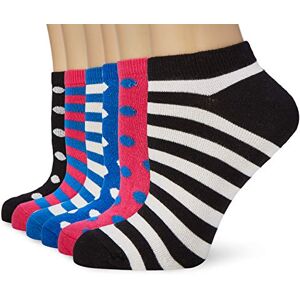 Womens 6 Pack Bamboo Trainer Socks FM London Damskie skarpetki do kostki (6 sztuk), Wielokolorowy (ciemne paski i kropki), 37-42 EU Womens 6 Pack Bamboo Trainer Socks FM London Damskie skarpetki do kostki (6 sztuk), Wielokolorowy (ciemne paski i kropki), 37-42 EU