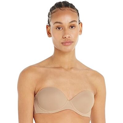 0000F2660E-G76 Calvin Klein Damski biustonosz bez ramiączek push-up z fiszbinami, Piaskowa wydma, 80B 0000F2660E-G76 Calvin Klein Damski biustonosz bez ramiączek push-up z fiszbinami, Piaskowa wydma, 80B
