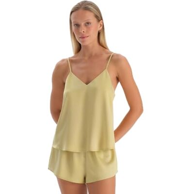 24SW75062BB Dagi Oil Green Fashion Woven Regular Satin Thin Strap Strappy V-Neck Camisole, Oil Green, 38, khaki-zielony (Oil Green), 38 24SW75062BB Dagi Oil Green Fashion Woven Regular Satin Thin Strap Strappy V-Neck Camisole, Oil Green, 38, khaki-zielony (Oil Green), 38