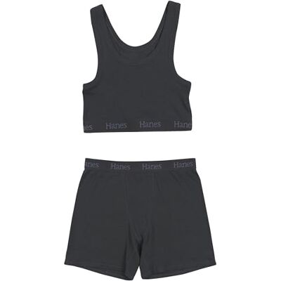 HLA203 Hanes Women's Originals Supersoft Crop Top & Boxer Shorts Set, Comfywear Loungewear Set HLA203 Hanes Women's Originals Supersoft Crop Top & Boxer Shorts Set, Comfywear Loungewear Set
