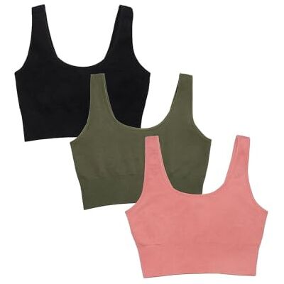 FT989 Fruit of the Loom Women's 360 Stretch Longline Sport, Comfortable Wireless Bras, Seamless Full-Coverage for A Natural Shape, Desert Dusk/Olive Night/Black FT989 Fruit of the Loom Women's 360 Stretch Longline Sport, Comfortable Wireless Bras, Seamless Full-Coverage for A Natural Shape, Desert Dusk/Olive Night/Black