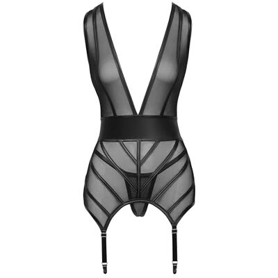 COTTELLI Lingerie Damska baskinka i stringi zestaw czarny S COTTELLI Lingerie Damska baskinka i stringi zestaw czarny S
