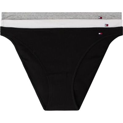UW0UW06131 Tommy Hilfiger Damskie 3P LRX DIPPED BIKINI (EXT.SIZES) majtki, białe, L, Biały (Czarny/Jasnoszary Htr/Biały), L UW0UW06131 Tommy Hilfiger Damskie 3P LRX DIPPED BIKINI (EXT.SIZES) majtki, białe, L, Biały (Czarny/Jasnoszary Htr/Biały), L