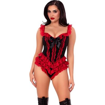 Leg Avenue Body z Fiszbinami i Falbanami z Akcentem Kokardy – Rozmiar XL – Czarny & Czerwony Leg Avenue Body z Fiszbinami i Falbanami z Akcentem Kokardy – Rozmiar XL – Czarny & Czerwony