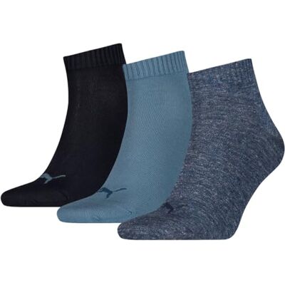 271080001460035 3-pak PUMA Unisex Quarter skarpety sportowe Denim Blue 2 1/2-5 (35-38), NIEBIESKI, 35-38 271080001460035 3-pak PUMA Unisex Quarter skarpety sportowe Denim Blue 2 1/2-5 (35-38), NIEBIESKI, 35-38