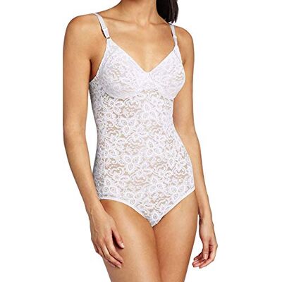 8L10 Bali Damski koronkowy body shaper, Lace 'n Smooth Firm-Control, bielizna modelująca wbudowany biustonosz z fiszbinami, biały, 36DD 8L10 Bali Damski koronkowy body shaper, Lace 'n Smooth Firm-Control, bielizna modelująca wbudowany biustonosz z fiszbinami, biały, 36DD