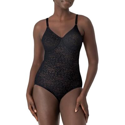 8L10 Bali Damski koronkowy body shaper, Lace 'n Smooth Firm-Control, bielizna modelująca wbudowany biustonosz z fiszbinami, Czarny, 85C 8L10 Bali Damski koronkowy body shaper, Lace 'n Smooth Firm-Control, bielizna modelująca wbudowany biustonosz z fiszbinami, Czarny, 85C