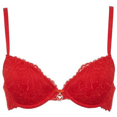 167394 Emporio Armani Eternal Lace Push Up Biustonosz Damski, Czerwony Lakier, 34 / D 167394 Emporio Armani Eternal Lace Push Up Biustonosz Damski, Czerwony Lakier, 34 / D