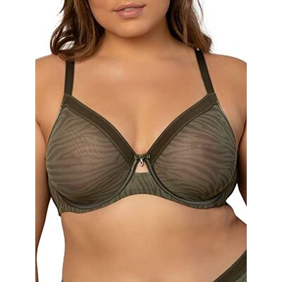 1311 Curvy Couture Women’s Sexy Sheer Mesh Plus Size Full Coverage Bra, Olive Waves, 40DDD 1311 Curvy Couture Women’s Sexy Sheer Mesh Plus Size Full Coverage Bra, Olive Waves, 40DDD