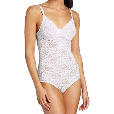 8L10 Bali Damski koronkowy body shaper, Lace 'n Smooth Firm-Control, bielizna modelująca wbudowany biustonosz z fiszbinami, biały, 80D 8L10 Bali Damski koronkowy body shaper, Lace 'n Smooth Firm-Control, bielizna modelująca wbudowany biustonosz z fiszbinami, biały, 80D
