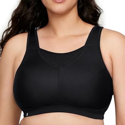 1067BLK48F Glamorise No-Bounce Camisole Elite Sports Biustonosz bez fiszbin 1067 (damski i damski plus), Czarny, 110F 1067BLK48F Glamorise No-Bounce Camisole Elite Sports Biustonosz bez fiszbin 1067 (damski i damski plus), Czarny, 110F