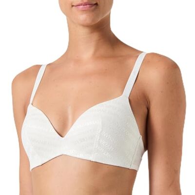 Giorgio Armani Emporio Armani All Over Logo Mesh Triangle Biustonosz Padded Kobiety, Jogurt, L Giorgio Armani Emporio Armani All Over Logo Mesh Triangle Biustonosz Padded Kobiety, Jogurt, L