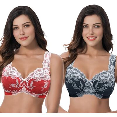 EU90008 Curve Muse Damski biustonosz Minimizer , czarny, czerwony (2 szt.), Czarny, Rot(2-pak) EU90008 Curve Muse Damski biustonosz Minimizer , czarny, czerwony (2 szt.), Czarny, Rot(2-pak)