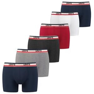 701222843 Levi's Męskie majtki sportowe z logo (6 sztuk) bielizna (6 sztuk), niebieski/czerwony/szary, S 701222843 Levi's Męskie majtki sportowe z logo (6 sztuk) bielizna (6 sztuk), niebieski/czerwony/szary, S