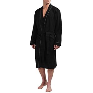 HOLOVE Męskie bawełniane szlafroki lekkie kimono, szal kołnierz spa szlafroki miękka bielizna nocna, Czarny, XXL-3XL HOLOVE Męskie bawełniane szlafroki lekkie kimono, szal kołnierz spa szlafroki miękka bielizna nocna, Czarny, XXL-3XL