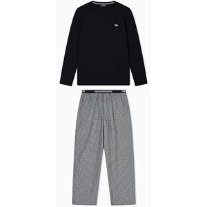 EM000614 EMPORIO ARMANI Męska przędza barwiona tkana długa piżama czarna S, Czarny, S EM000614 EMPORIO ARMANI Męska przędza barwiona tkana długa piżama czarna S, Czarny, S