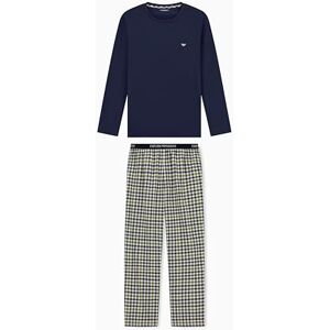 EM000614 EMPORIO ARMANI Męska przędza barwiona tkana długa piżama niebieska L, NIEBIESKI, L EM000614 EMPORIO ARMANI Męska przędza barwiona tkana długa piżama niebieska L, NIEBIESKI, L