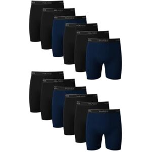 734D12 Hanes Zestaw bielizny męskiej, bawełniane bokserki, odprowadzające wilgoć, różne bryły, 12 sztuk, czarny, niebieski, zielony, szary, czerwony, XXL 734D12 Hanes Zestaw bielizny męskiej, bawełniane bokserki, odprowadzające wilgoć, różne bryły, 12 sztuk, czarny, niebieski, zielony, szary, czerwony, XXL