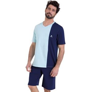 7P70 3290 Athena Konstrukcja Ecopack, krótka piżama z dekoltem w serek, męska noc, Mięta/Granatowy, S 7P70 3290 Athena Konstrukcja Ecopack, krótka piżama z dekoltem w serek, męska noc, Mięta/Granatowy, S