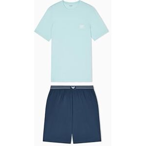 EM000399 EMPORIO ARMANI Męska koszulka z logo + szorty piżama niebieska S EM000399 EMPORIO ARMANI Męska koszulka z logo + szorty piżama niebieska S