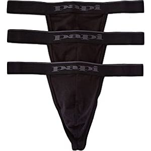 980902 Papi męski 3-pak modnych bawełnianych stringów premium, Czarny, L 980902 Papi męski 3-pak modnych bawełnianych stringów premium, Czarny, L