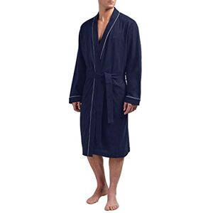 HOLOVE Męskie bawełniane szlafroki lekkie kimono, szal kołnierz spa szlafroki miękka bielizna nocna, granatowy, L/XL HOLOVE Męskie bawełniane szlafroki lekkie kimono, szal kołnierz spa szlafroki miękka bielizna nocna, granatowy, L/XL