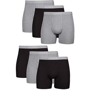 2349K6 Hanes Męskie bokserki bez metki z slipami ComfortFlex, 6-pak czarny/szary, M 2349K6 Hanes Męskie bokserki bez metki z slipami ComfortFlex, 6-pak czarny/szary, M