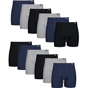 746012 Hanes Męskie bokserki bez znaczków, z materiałowym pokryciem, wielokolorowe opakowania, dostępne w stylu retro, 12 sztuk – posortowane w kolorze niebieskim/szarym, M 746012 Hanes Męskie bokserki bez znaczków, z materiałowym pokryciem, wielokolorowe opakowania, dostępne w stylu retro, 12 sztuk – posortowane w kolorze niebieskim/szarym, M