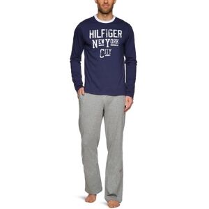 Tommy Hilfiger Piżama męska Terry Print PJ set/2S87901485, Niebieski (409 Peacoat/Grey Heather), 50 Tommy Hilfiger Piżama męska Terry Print PJ set/2S87901485, Niebieski (409 Peacoat/Grey Heather), 50