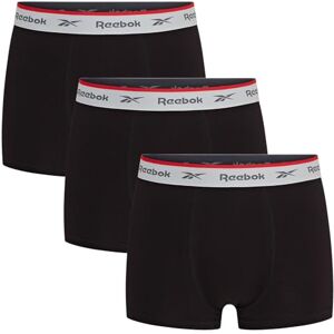 5026696102366 Reebok Ovett Bokserki męskie, 3 sztuki, oddychająca i rozciągliwa bielizna dla mężczyzn, wielopak bawełnianych bokserek, Czarny, S 5026696102366 Reebok Ovett Bokserki męskie, 3 sztuki, oddychająca i rozciągliwa bielizna dla mężczyzn, wielopak bawełnianych bokserek, Czarny, S