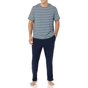 AEM20149SS22_Navy / Blue, Mix Stripe Amazon Essentials Męski bawełniany zestaw piżam modalowych, kolor czarny granatowy w paski, M AEM20149SS22_Navy / Blue, Mix Stripe Amazon Essentials Męski bawełniany zestaw piżam modalowych, kolor czarny granatowy w paski, M