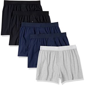 AEBTCT49M5_Black/Navy/Grey Heather Amazon Essentials Męskie bokserki z bawełnianego dżerseju (dostępne w dużych i wysokich), 5 sztuk, czarny/szary wrzosowy/granatowy, 6XL, duże AEBTCT49M5_Black/Navy/Grey Heather Amazon Essentials Męskie bokserki z bawełnianego dżerseju (dostępne w dużych i wysokich), 5 sztuk, czarny/szary wrzosowy/granatowy, 6XL, duże