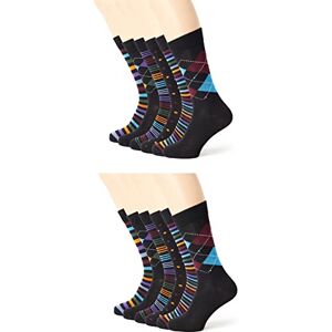 Mens 12 Pack Bamboo Dress Socks Fm London Mężczyźni Bambus Skarpety, Wielokolorowy (Stripes & Dots), 40-42 EU Mens 12 Pack Bamboo Dress Socks Fm London Mężczyźni Bambus Skarpety, Wielokolorowy (Stripes & Dots), 40-42 EU