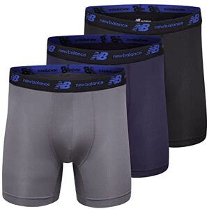 New Balance Męskie bokserki siatkowe 12,7 cm No Fly Mesh Trunk (3 sztuki), Lead/Team granatowy/czarny, L New Balance Męskie bokserki siatkowe 12,7 cm No Fly Mesh Trunk (3 sztuki), Lead/Team granatowy/czarny, L