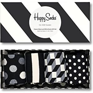 Black4set-1 Happy Socks 4-Pack Classic Black & White Socks Gift Set, kolorowe i zabawne, Skarpetki dla kobiet i mężczyzn, Czarny-Biały (41-46) Black4set-1 Happy Socks 4-Pack Classic Black & White Socks Gift Set, kolorowe i zabawne, Skarpetki dla kobiet i mężczyzn, Czarny-Biały (41-46)