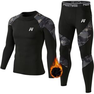 Thermal Underwear Set MEETWEE Zestaw bielizny termicznej męskiej, Kamuflaż czarny, M Thermal Underwear Set MEETWEE Zestaw bielizny termicznej męskiej, Kamuflaż czarny, M