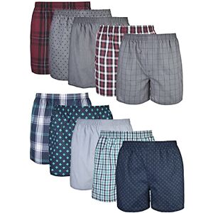 G1117 Gildan Męskie tkane bokserki (opakowanie 10 sztuk), Mieszany czerwony/niebieski sortowany (10 sztuk), XL G1117 Gildan Męskie tkane bokserki (opakowanie 10 sztuk), Mieszany czerwony/niebieski sortowany (10 sztuk), XL