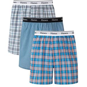 TOGWW3 Hanes Originals Zestaw bokserek bawełnianych, odprowadzająca wilgoć bielizna dla mężczyzn, 3-pak, Niebieskie pledy, M TOGWW3 Hanes Originals Zestaw bokserek bawełnianych, odprowadzająca wilgoć bielizna dla mężczyzn, 3-pak, Niebieskie pledy, M