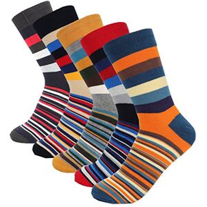 SK-M-002-L Hoyols Męska sukienka na co dzień kolorowe bawełniane skarpetki w paski wzorzyste biznesowe długie skarpety (5 paczek), Wzór w paski, L: Shoe Size 10-13 SK-M-002-L Hoyols Męska sukienka na co dzień kolorowe bawełniane skarpetki w paski wzorzyste biznesowe długie skarpety (5 paczek), Wzór w paski, L: Shoe Size 10-13