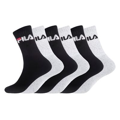 Fila Bawełniane skarpety męskie Zestaw 6 Męskie skarpety sportowe, szare i czarne, 39/42, NG, 39-42 EU Fila Bawełniane skarpety męskie Zestaw 6 Męskie skarpety sportowe, szare i czarne, 39/42, NG, 39-42 EU