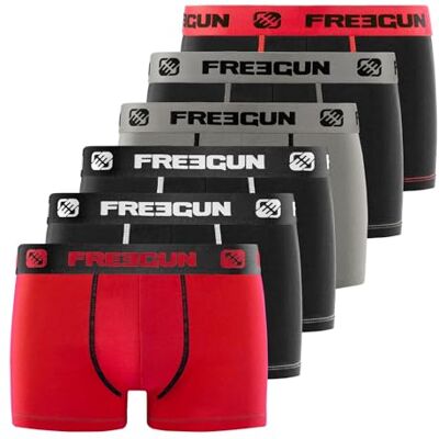 FGSGE71SES FREEGUN Bokserki męskie, rozciągliwe, majtki męskie, antypoślizgowe (6 sztuk), P1., S FGSGE71SES FREEGUN Bokserki męskie, rozciągliwe, majtki męskie, antypoślizgowe (6 sztuk), P1., S