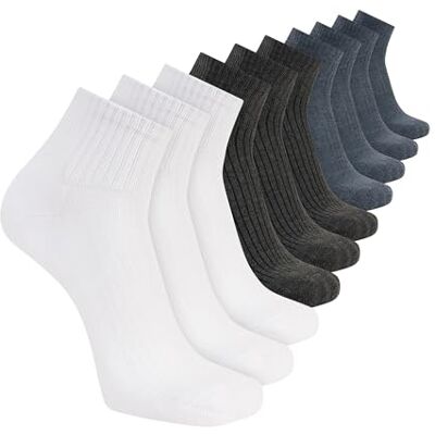 S601601 Skechers Męskie 10-pak półfrotte klasyczne skarpety Quarter Crew, wygodne dopasowanie i amortyzowana wkładka, Biały/stalowy szary/ciemny dżins, 43-47 EU S601601 Skechers Męskie 10-pak półfrotte klasyczne skarpety Quarter Crew, wygodne dopasowanie i amortyzowana wkładka, Biały/stalowy szary/ciemny dżins, 43-47 EU
