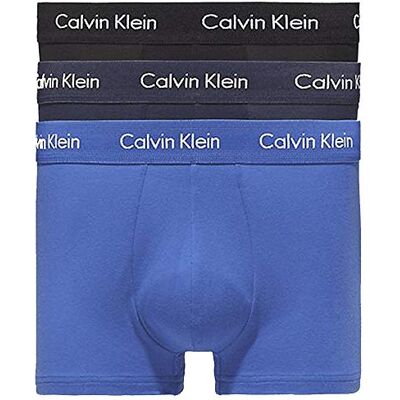 0000U2664G Calvin Klein Bawełna Stretch 3-pak Low Rise Trunk, czarny/szary wrzosowy/stonowane logo, Wielokolorowy (czarny/Blueshadow/Cobaltwater Dtm Wb), XL 0000U2664G Calvin Klein Bawełna Stretch 3-pak Low Rise Trunk, czarny/szary wrzosowy/stonowane logo, Wielokolorowy (czarny/Blueshadow/Cobaltwater Dtm Wb), XL