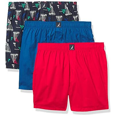 M72399-42226-L Nautica Męskie bawełniane tkane 3-pak bokserki, windsurfingowy niebieski czerwony/niebieski nadruk, L, Windsurf niebieski/Nautica czerwony/żaglowy niebieski nadruk, L M72399-42226-L Nautica Męskie bawełniane tkane 3-pak bokserki, windsurfingowy niebieski czerwony/niebieski nadruk, L, Windsurf niebieski/Nautica czerwony/żaglowy niebieski nadruk, L