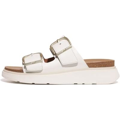 HE8-194 Fitflop Damskie sandały skórzane Gen-ff Buckle Two-Bar, biały, 43 EU HE8-194 Fitflop Damskie sandały skórzane Gen-ff Buckle Two-Bar, biały, 43 EU
